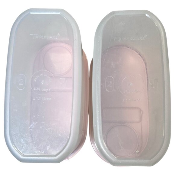 Lot 3 Tupperware Modular Mates Oval Containers Pink Lids - Picture 8 of 13